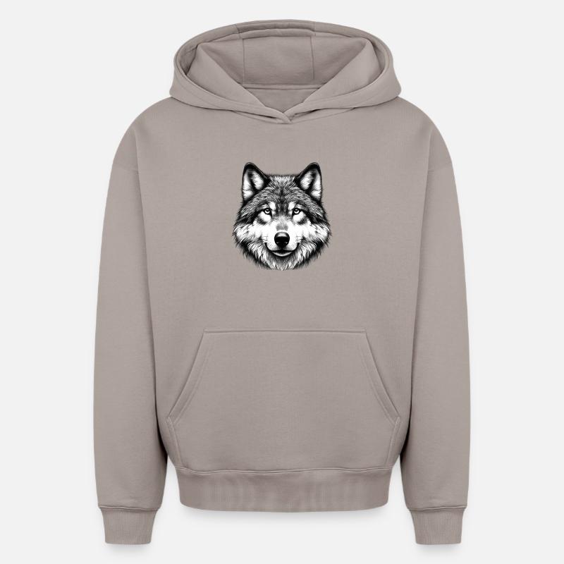 Loup - Sweat à capuche unisexe oversize épais SPREAD - taupe