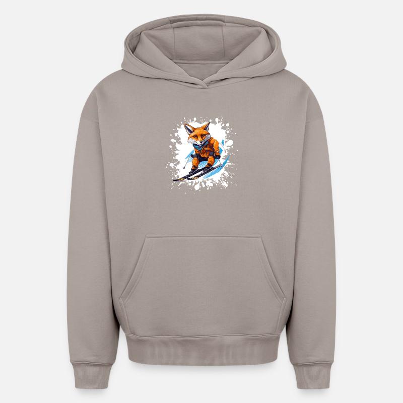 Fuchs Ski Skiing - Sweat à capuche unisexe oversize épais SPREAD - taupe