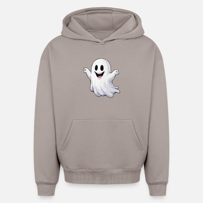 Fantôme de dessin animé joyeux - Sweat à capuche unisexe oversize épais SPREAD - taupe