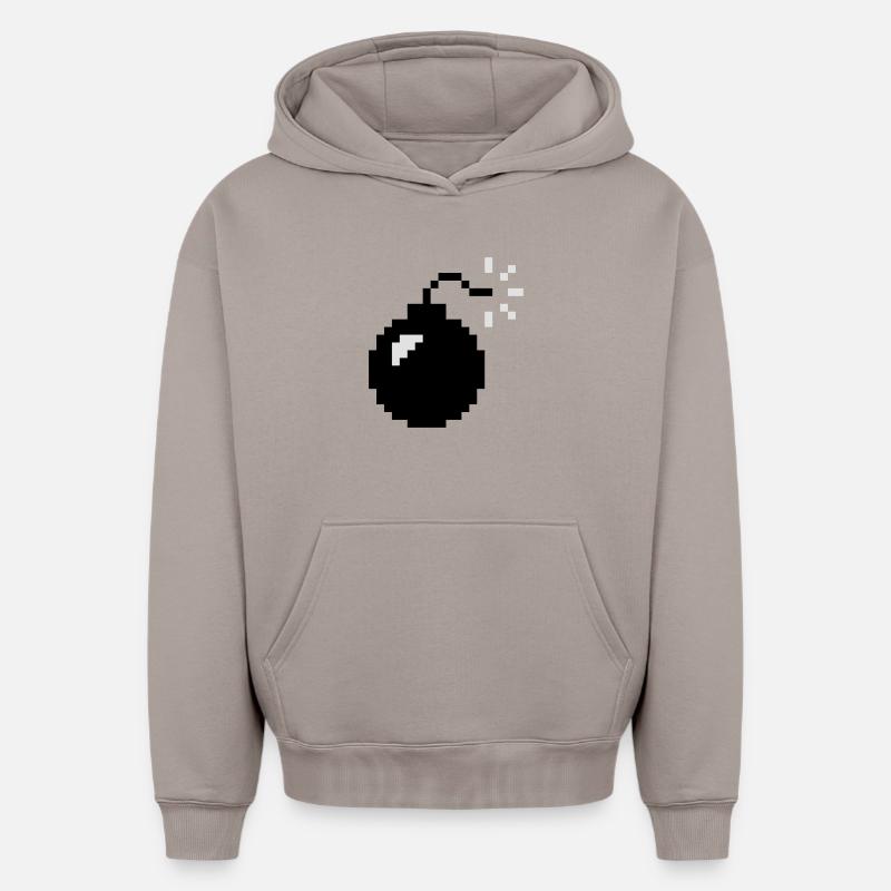 Pixel Bomb | Bombe | Explosion - Sweat à capuche unisexe oversize épais SPREAD - taupe
