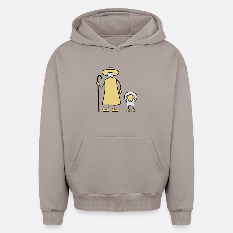moutons - Sweat à capuche unisexe oversize épais SPREAD - taupe