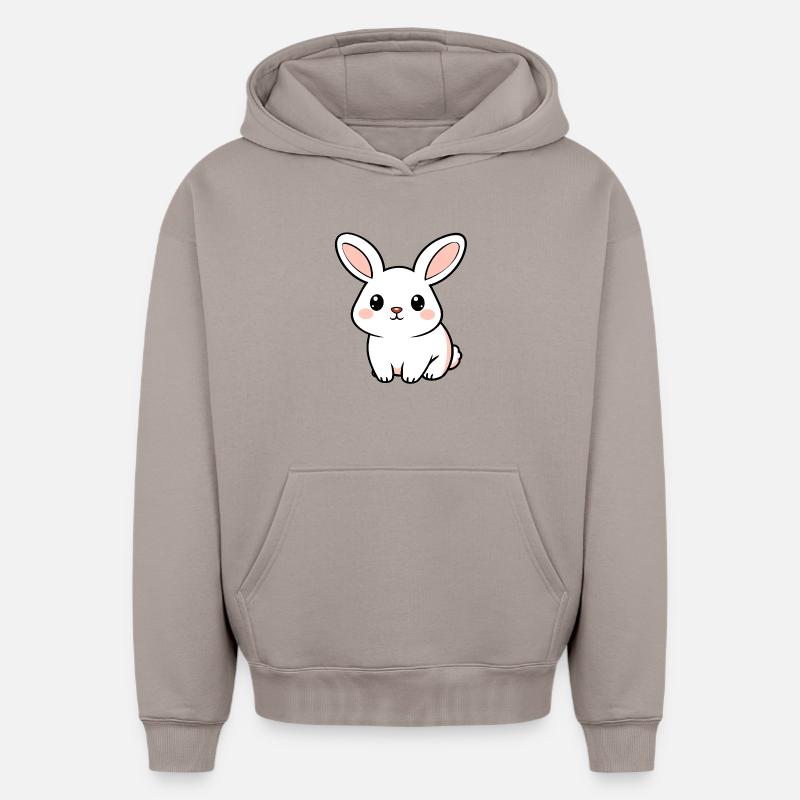 Lapin blanc - Sweat à capuche unisexe oversize épais SPREAD - taupe