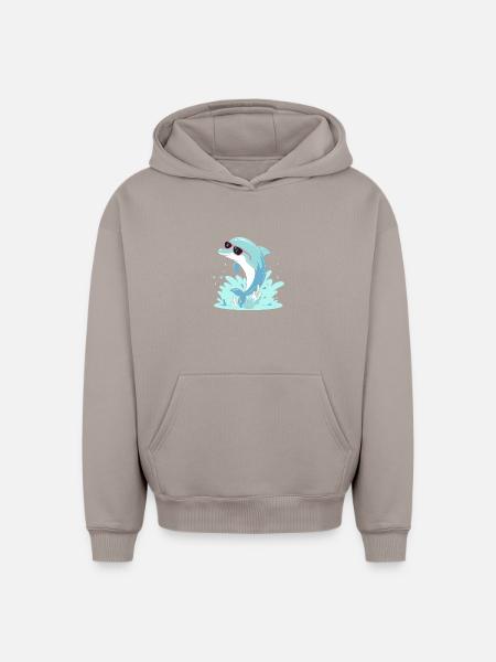 Delfin-Sommer-Pinkbrille - Oversized Heavyweight Unisex Hoodie - Taupe