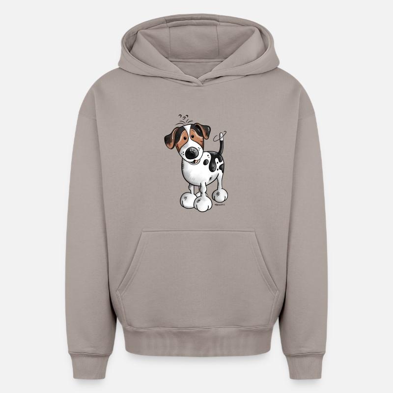 Jack Russell Terrier - Sweat à capuche unisexe oversize épais SPREAD - taupe