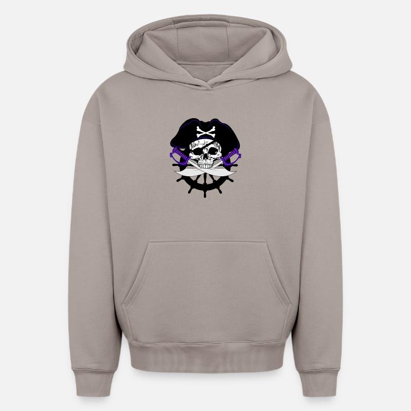 Violet pirate - Sweat à capuche unisexe oversize épais SPREAD - taupe