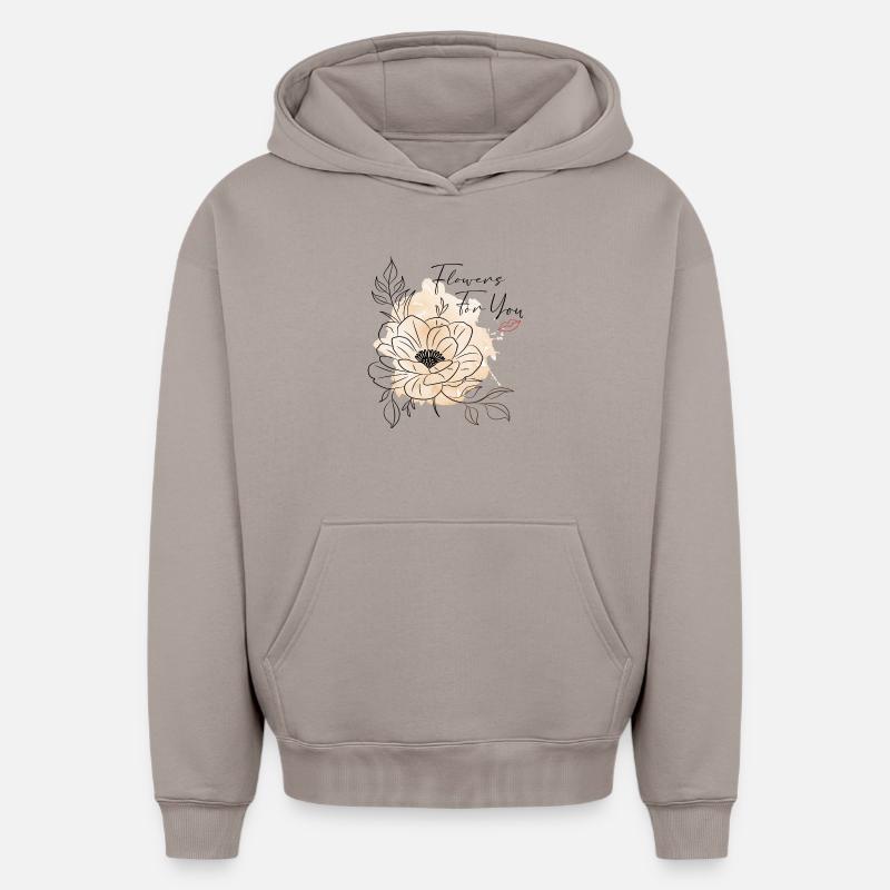 Des fleurs pour vous - Sweat à capuche unisexe oversize épais SPREAD - taupe