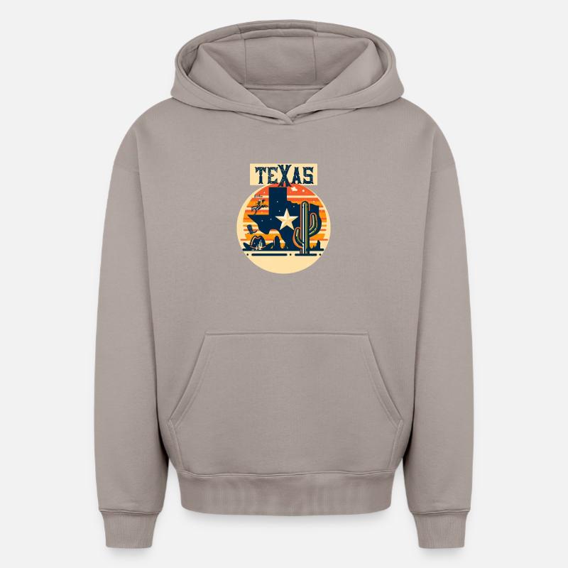 TEXAS - Sweat à capuche unisexe oversize épais SPREAD - taupe
