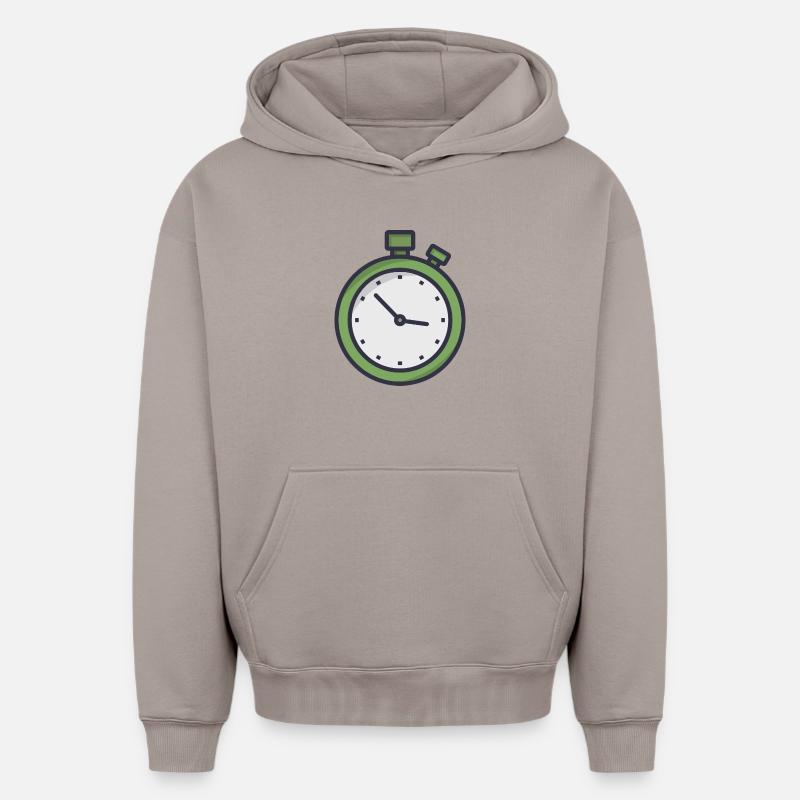 Chronomètre - Sweat à capuche unisexe oversize épais SPREAD - taupe
