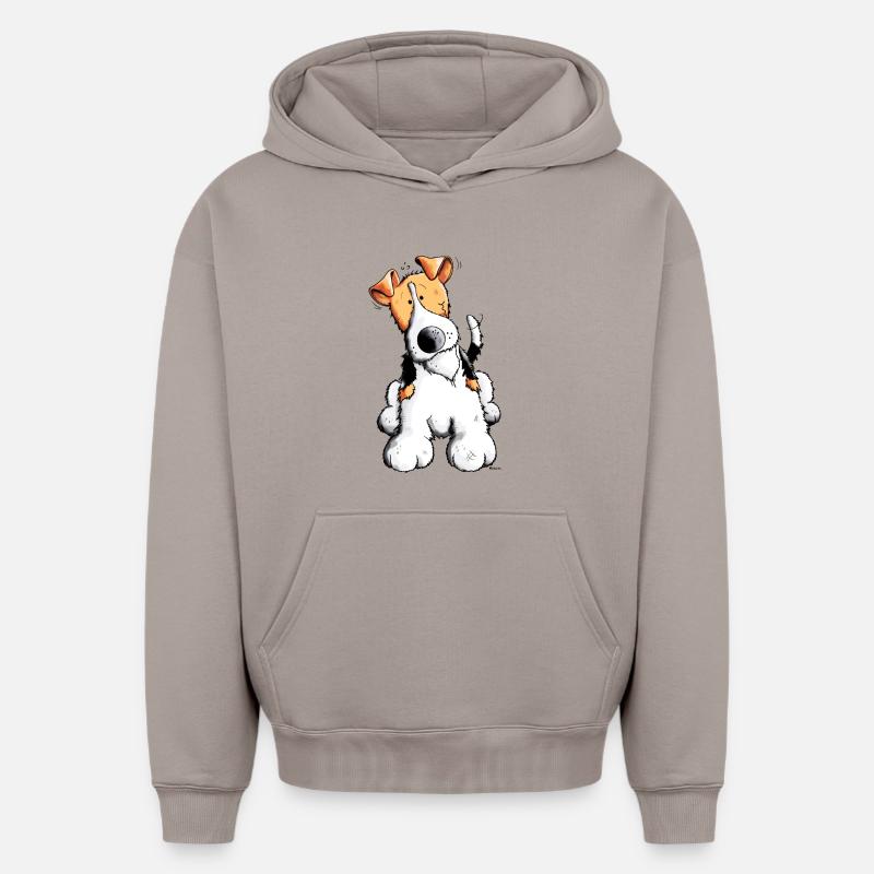 Drôle Fox-terrier - Sweat à capuche unisexe oversize épais SPREAD - taupe