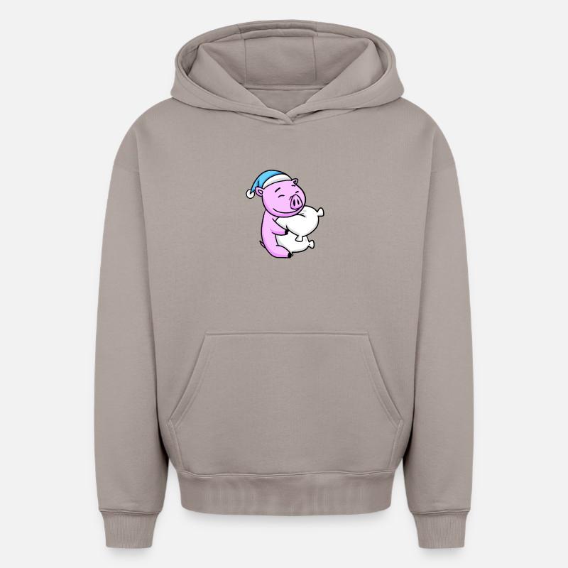 Cochon - Sweat à capuche unisexe oversize épais SPREAD - taupe
