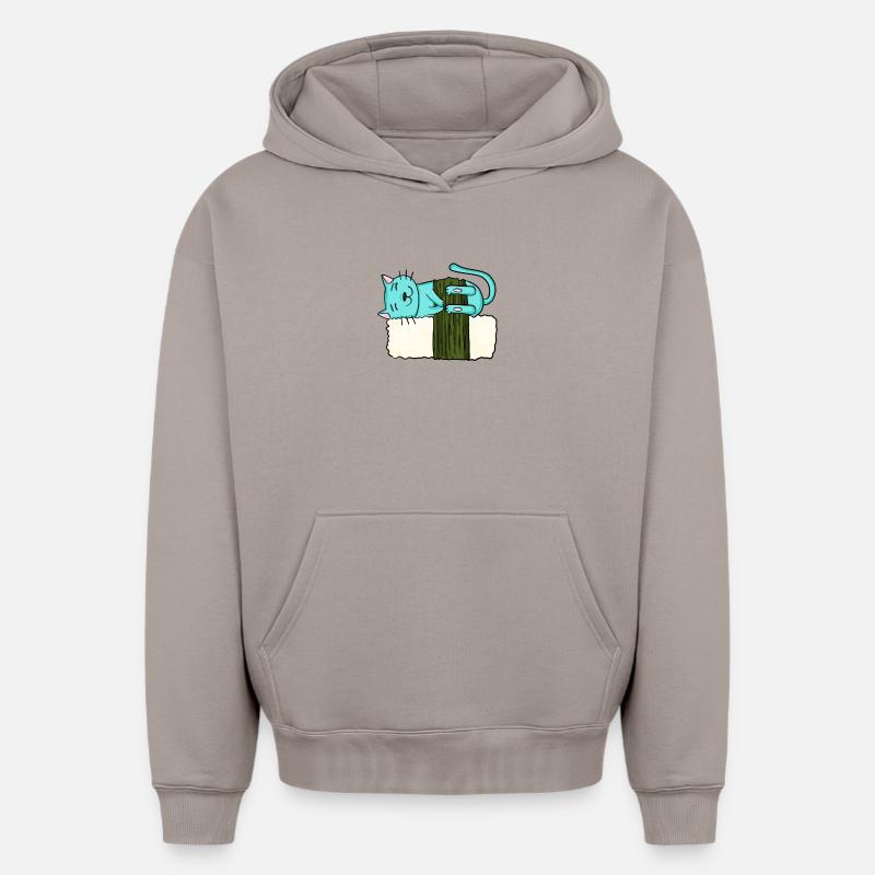 Sushi Chat - Sweat à capuche unisexe oversize épais SPREAD - taupe