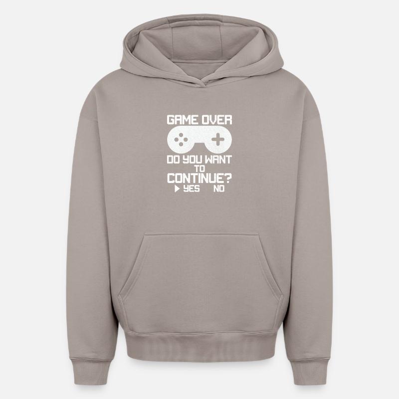 Game Over Voulez-vous continuer - Sweat à capuche unisexe oversize épais SPREAD - taupe