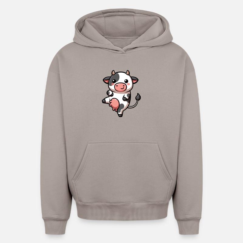 Vache - Sweat à capuche unisexe oversize épais SPREAD - taupe