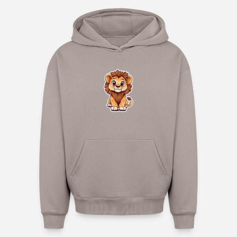 Lion - Sweat à capuche unisexe oversize épais SPREAD - taupe
