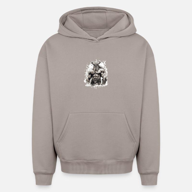 Viking Oding Muscles Musculation - Sweat à capuche unisexe oversize épais SPREAD - taupe