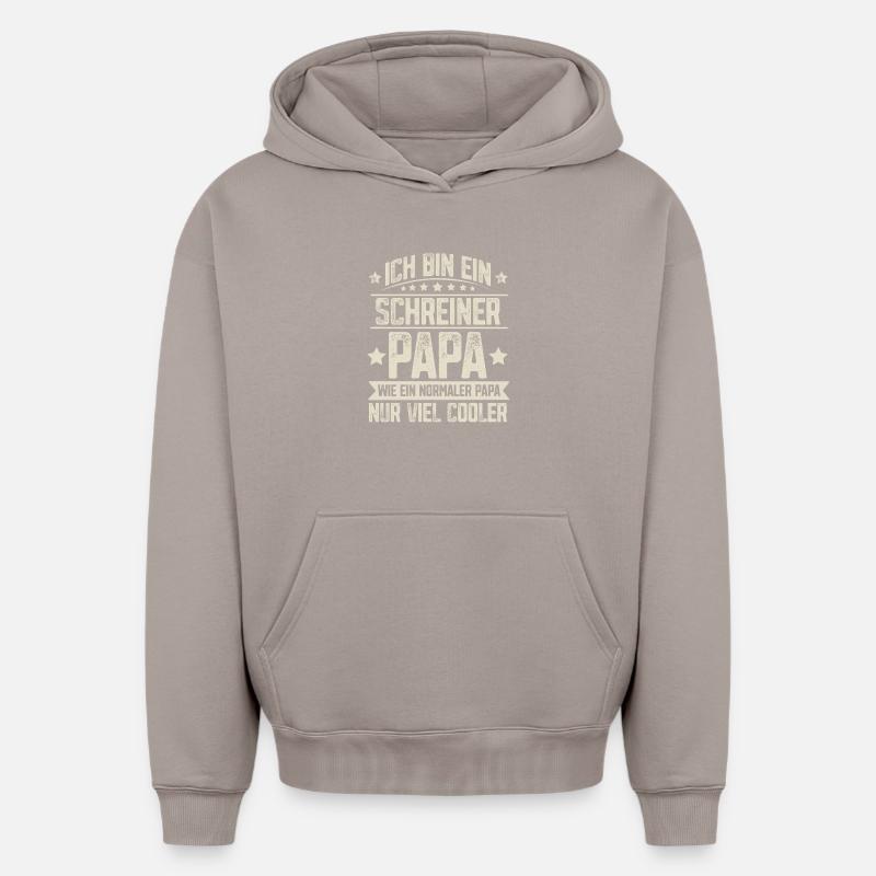 Papa charpentier - Sweat à capuche unisexe oversize épais SPREAD - taupe