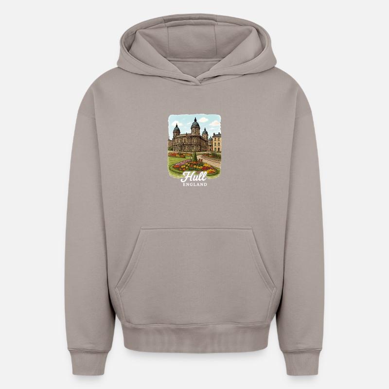 Hull, Angleterre - Sweat à capuche unisexe oversize épais SPREAD - taupe