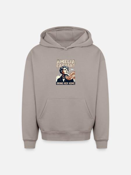 Amelia Earhart – Bring Her Home - Oversized Heavyweight Unisex Hoodie - taupe