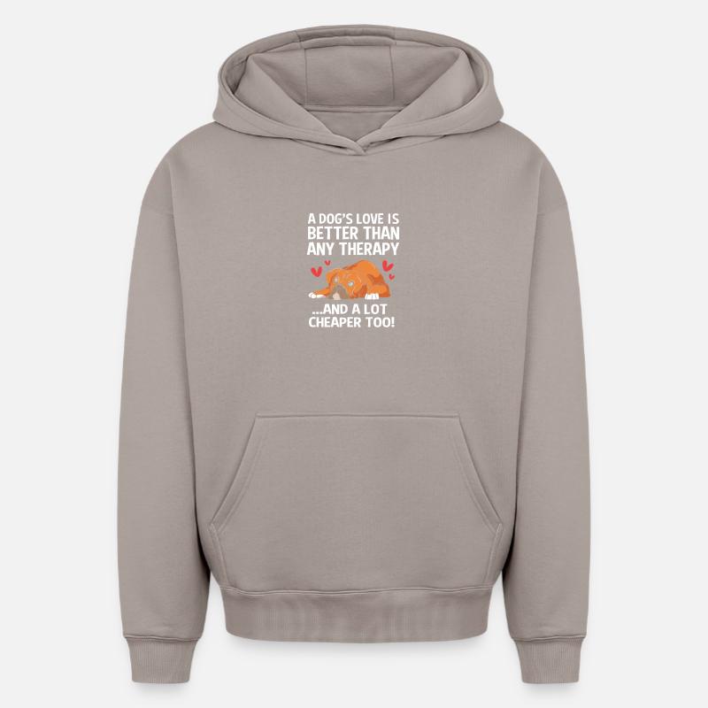Chien de thérapie - Sweat à capuche unisexe oversize épais SPREAD - taupe