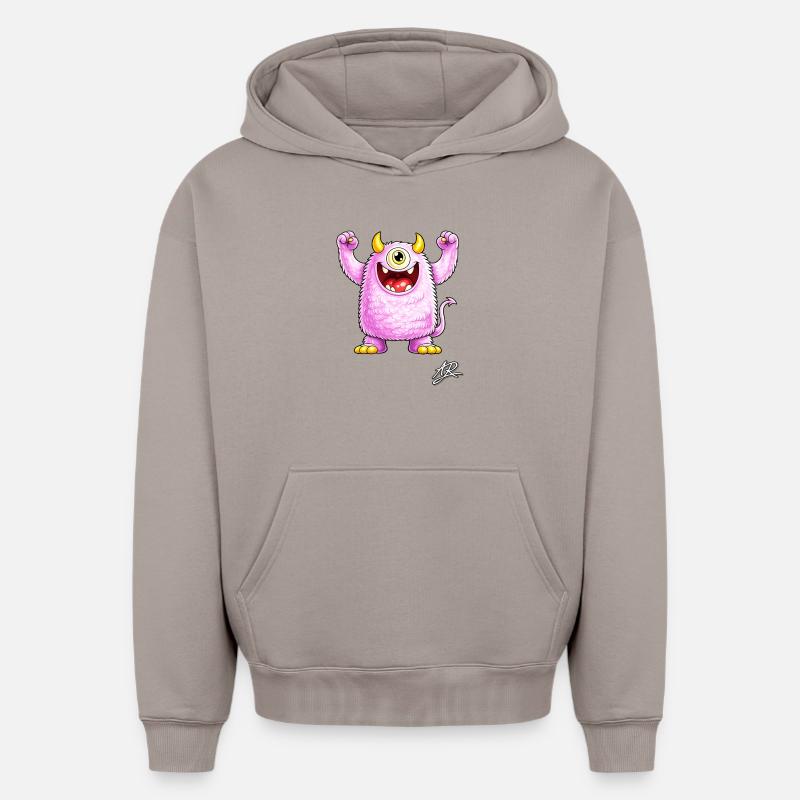 Monstre mauve tout doux - Sweat à capuche unisexe oversize épais SPREAD - taupe