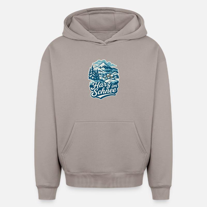 Harz en hiver - Sweat à capuche unisexe oversize épais SPREAD - taupe