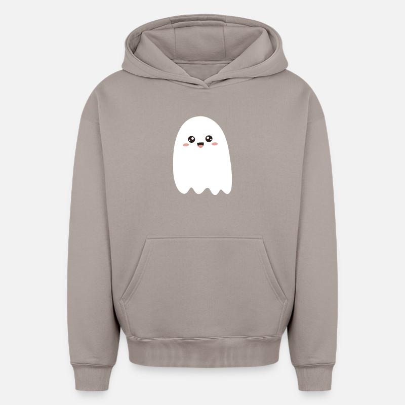 T-shirt Ghost Smile de Kawaii - Sweat à capuche unisexe oversize épais SPREAD - taupe