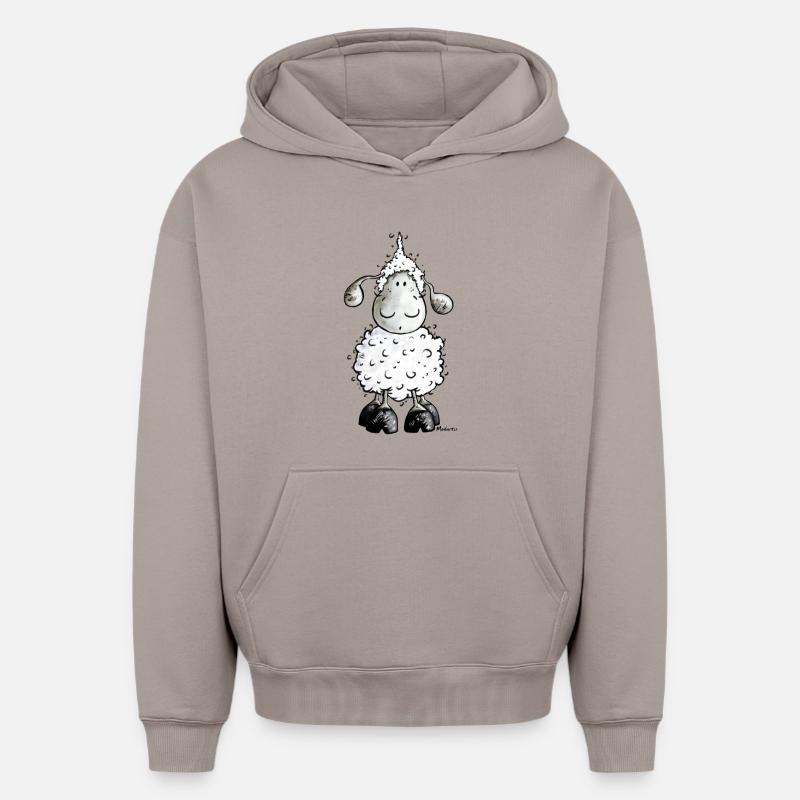 "Mc Wool" - mouton- moutons - Sweat à capuche unisexe oversize épais SPREAD - taupe