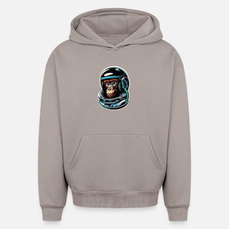 Singe de l’espace - Sweat à capuche unisexe oversize épais SPREAD - taupe