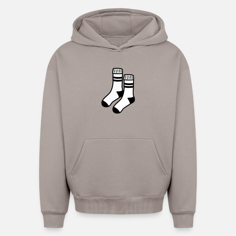Chaussettes blanches - Sweat à capuche unisexe oversize épais SPREAD - taupe