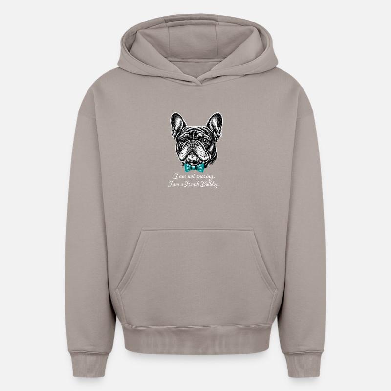 Bouledogue français avec nœud papillon - Sweat à capuche unisexe oversize épais SPREAD - taupe
