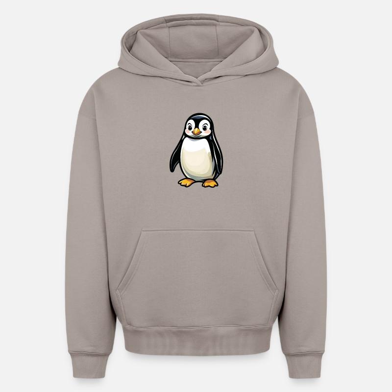 Dessin animé du Pingouin Câlin - Sweat à capuche unisexe oversize épais SPREAD - taupe
