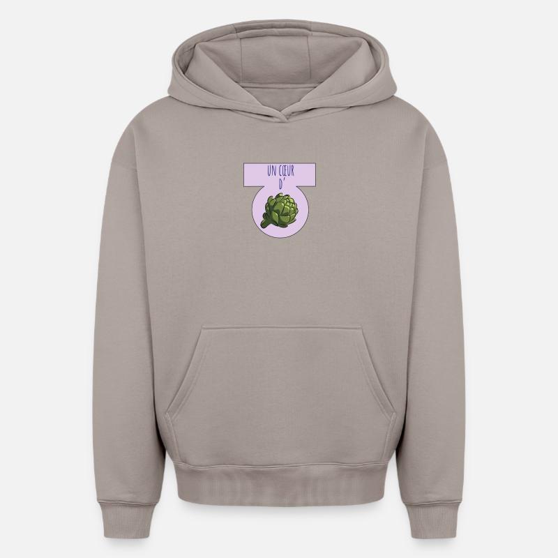 Un coeur d'artichaut - Sweat à capuche unisexe oversize épais SPREAD - taupe