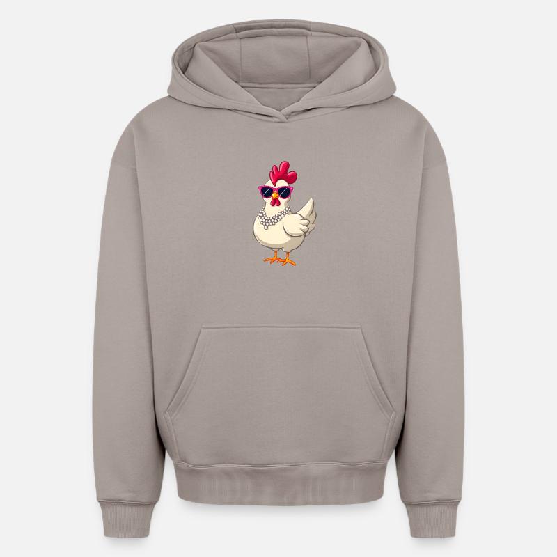 Poulet - Sweat à capuche unisexe oversize épais SPREAD - taupe
