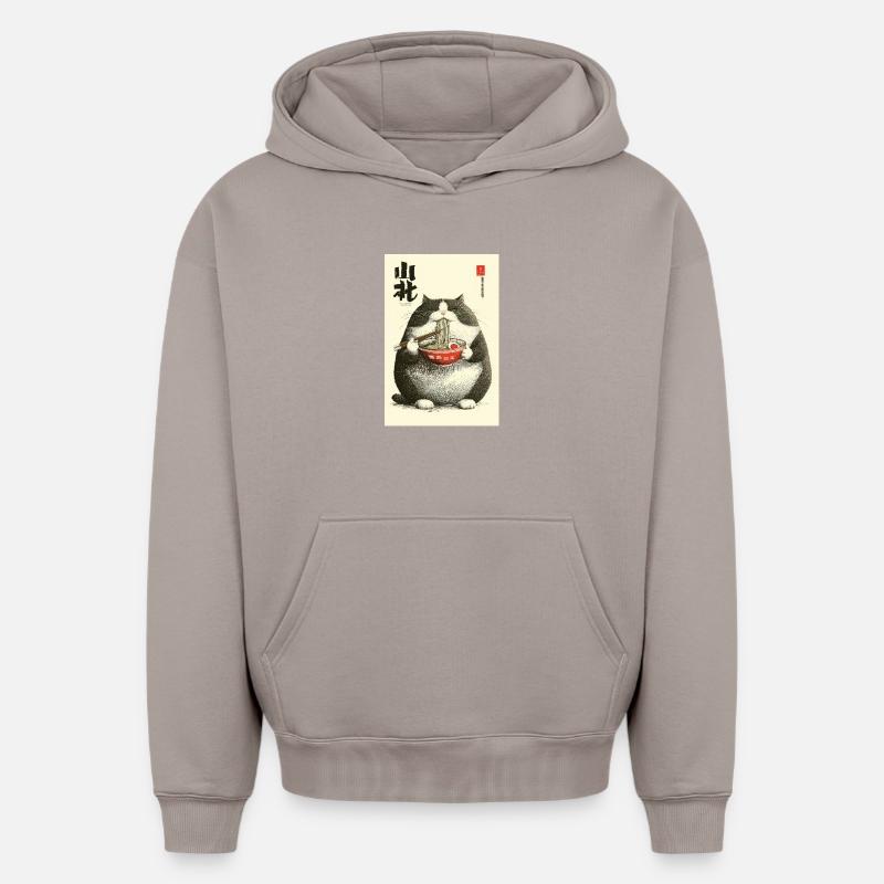 Ramen Chats Chonky Ukiyo-e - Sweat à capuche unisexe oversize épais SPREAD - taupe