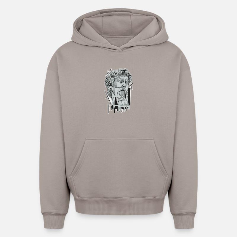 Sculpture de David - Sweat à capuche unisexe oversize épais SPREAD - taupe