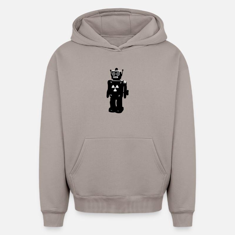 techno, robot - Sweat à capuche unisexe oversize épais SPREAD - taupe