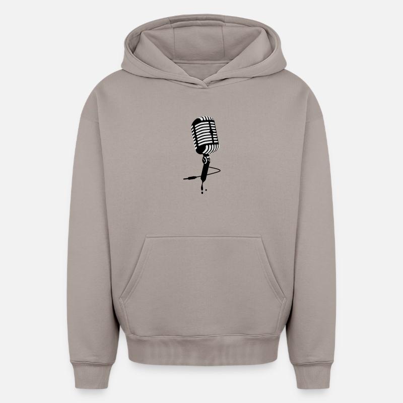 microphone - Sweat à capuche unisexe oversize épais SPREAD - taupe