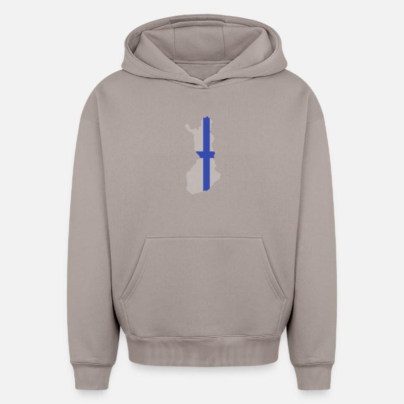 Carte de la Finlande - Sweat à capuche unisexe oversize épais SPREAD - taupe