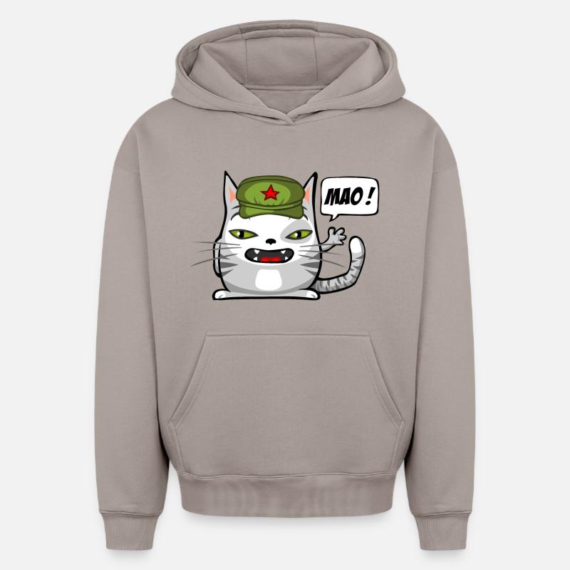 Cat communiste - Sweat à capuche unisexe oversize épais SPREAD - taupe