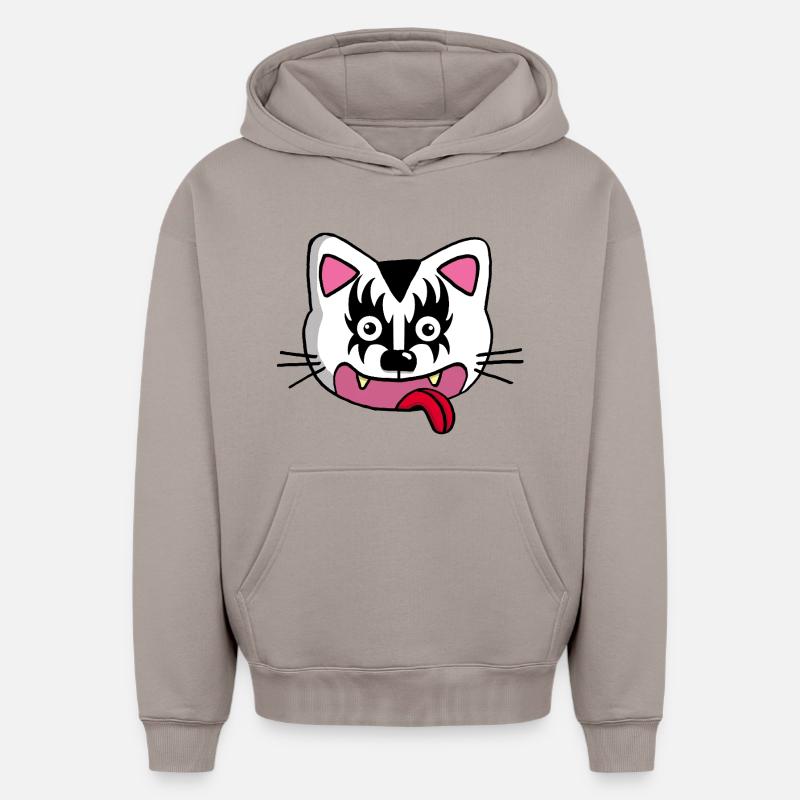 Chat mignon mais démoniaque - Sweat à capuche unisexe oversize épais SPREAD - taupe