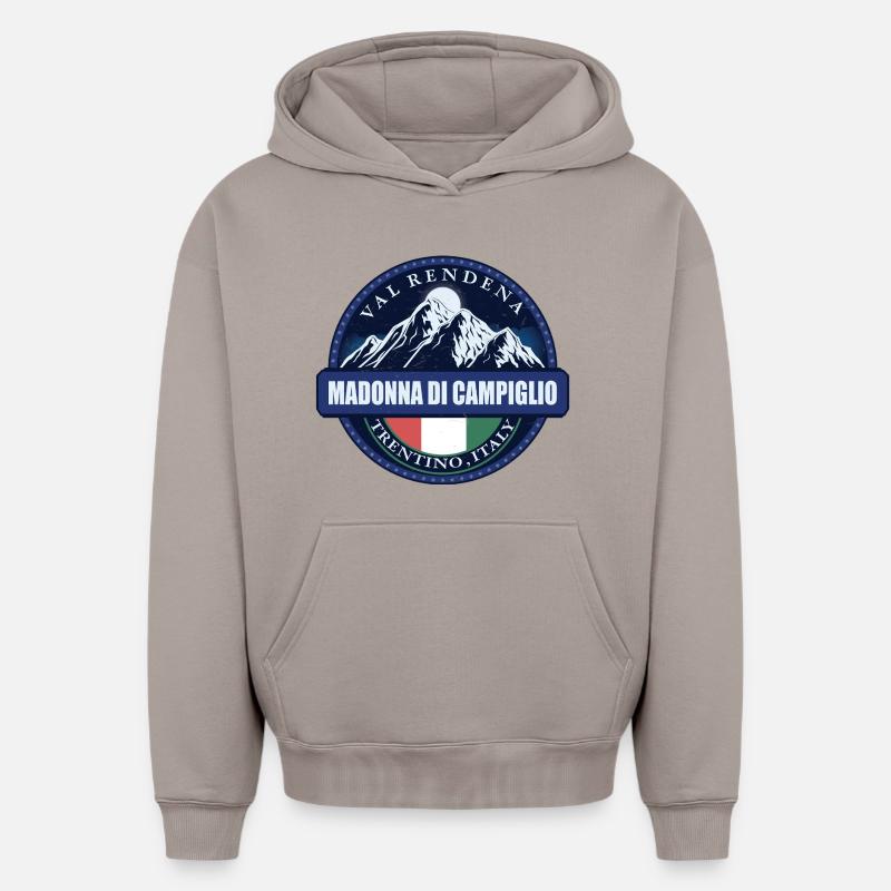  Madonna Di Campiglio , Italy  - Sweat à capuche unisexe oversize épais SPREAD - taupe