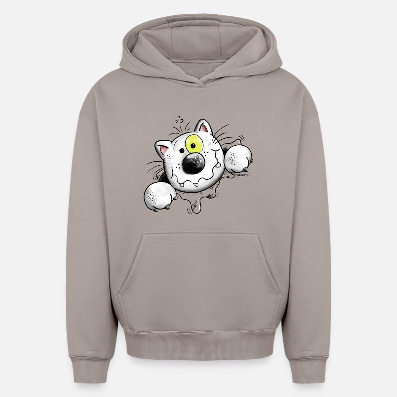 Crazy Cat - Sweat à capuche unisexe oversize épais SPREAD - taupe