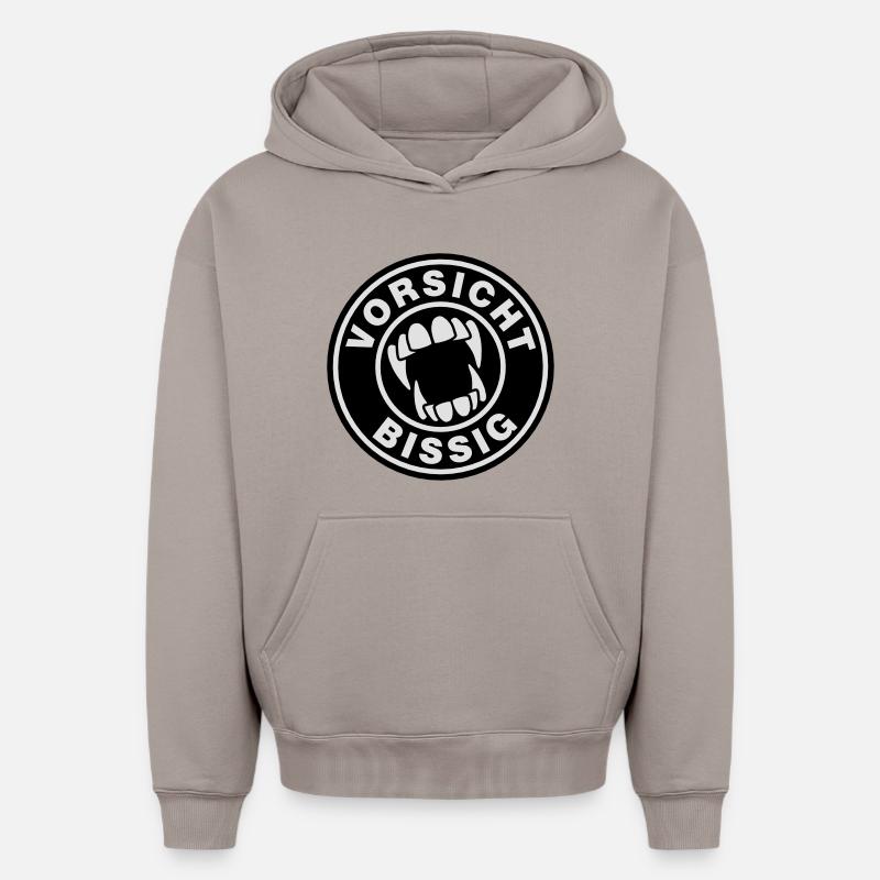 Vorsicht bissig - Sweat à capuche unisexe oversize épais SPREAD - taupe