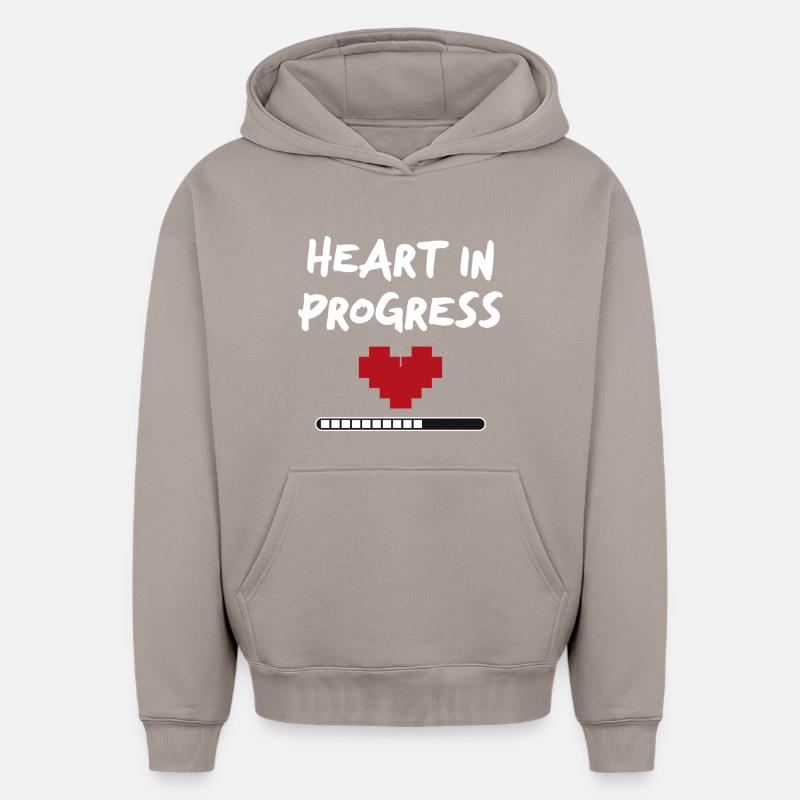 Déclaration HEART IN PROGRESS - Sweat à capuche unisexe oversize épais SPREAD - taupe