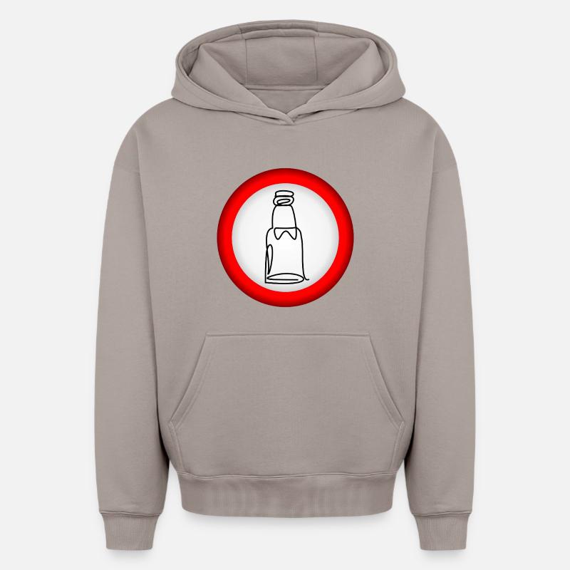 INTERDIRE LA BOUTEILLE DE BIÈRE - Sweat à capuche unisexe oversize épais SPREAD - taupe