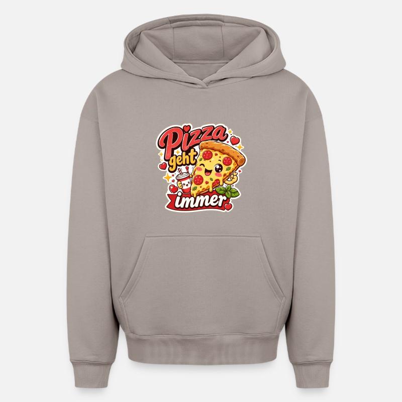 Pizza geht immer - Oversized Heavyweight Unisex Hoodie - Taupe