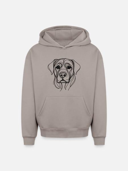 Dog_line_art_1 - Oversized Heavyweight Unisex Hoodie - Taupe