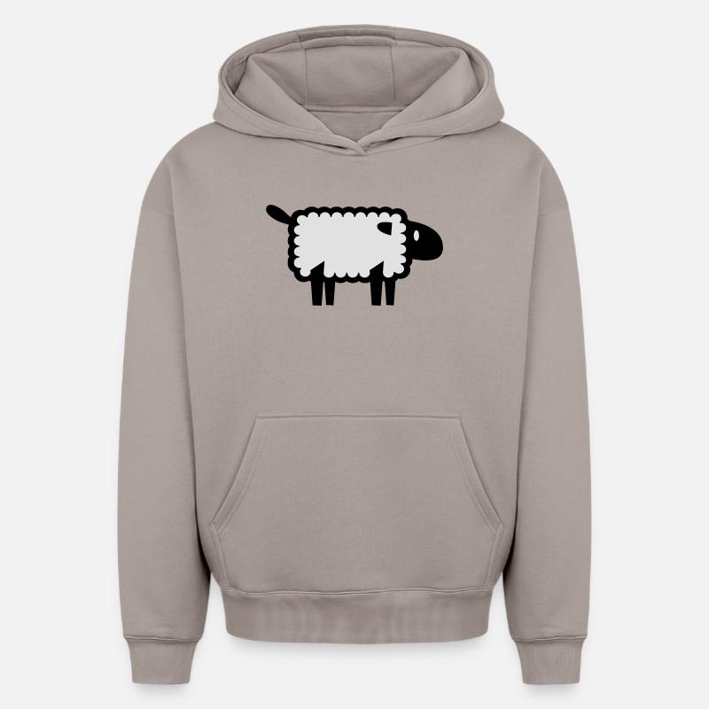 moutons - Sweat à capuche unisexe oversize épais SPREAD - taupe