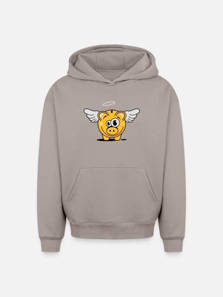 Sparschwein mit Flügel und Heiligenschein - Oversized Heavyweight Unisex Hoodie - Taupe