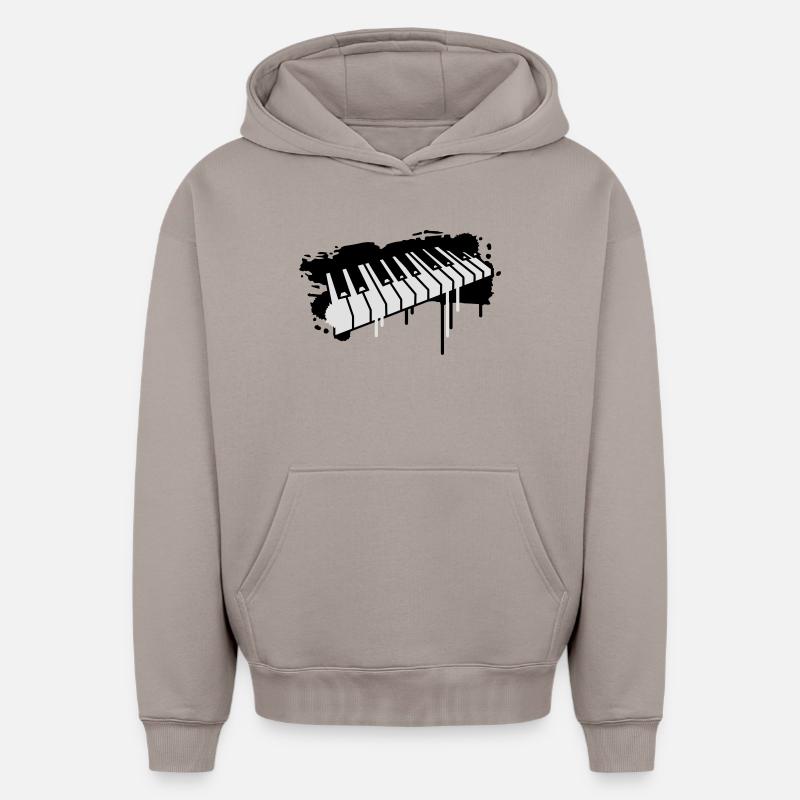 Un graffiti clavier - Sweat à capuche unisexe oversize épais SPREAD - taupe